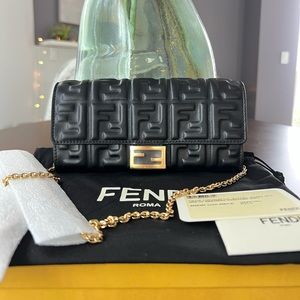 ❌❌SOLD❌❌ New Fendi FF Baguette Leather Wallet On Chain
